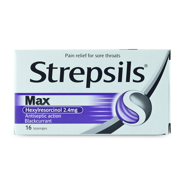 STREPSILS MAX ANTISEPTIC ACTION BLACK CURRANT LOZENGES